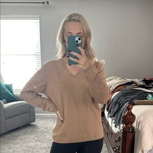 Tommy Hilfiger Women's Camel V-Neck Sweater